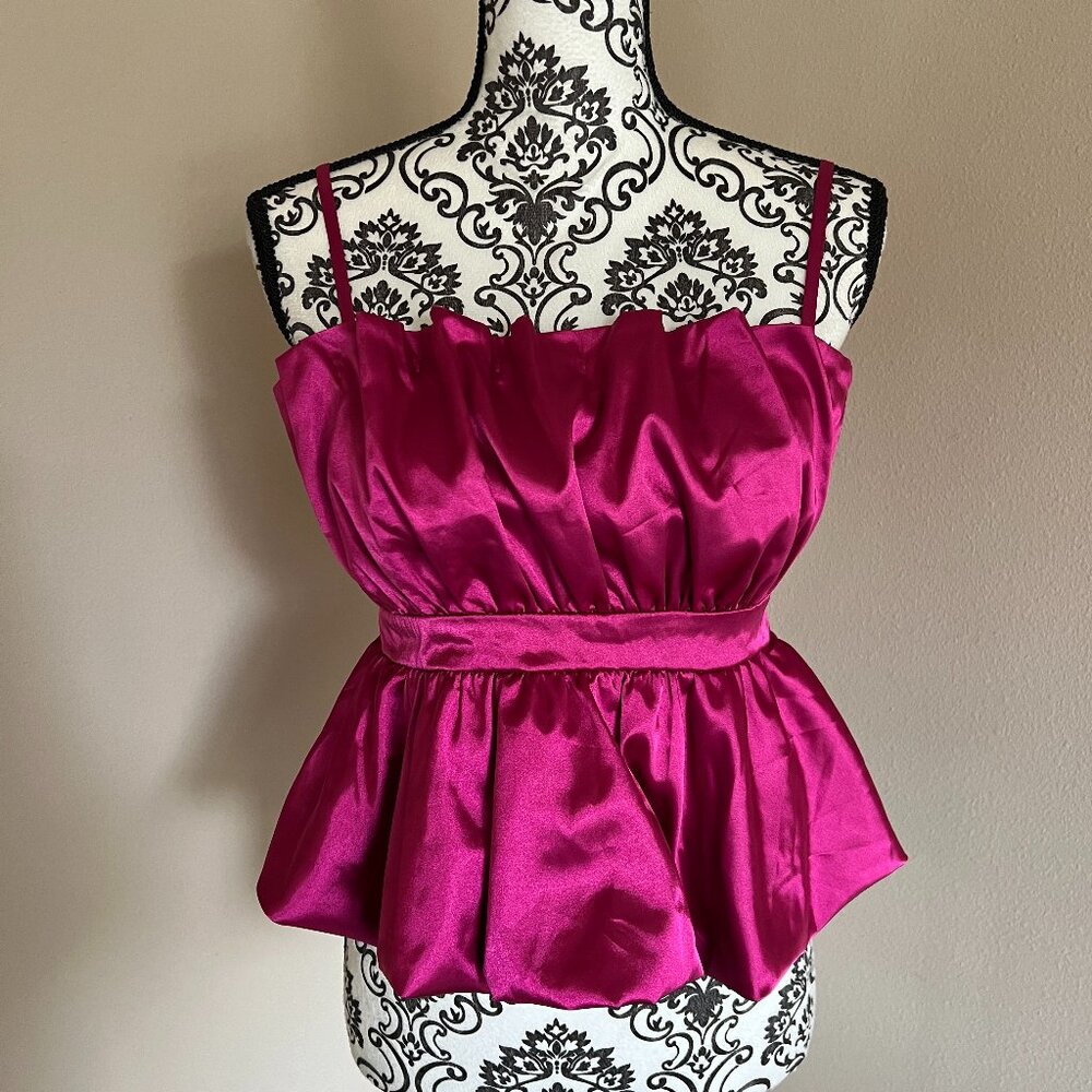 Thirty Thirty - Spaghetti Strap Peplum Top - Pink - Small